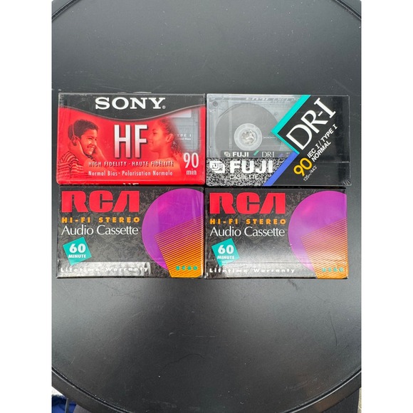 Sony Other - Sony HF 90 Fuji DR-I 90 RCA Hi-Fi Stereo Audio Cassette Tapes Sealed Lot of 4NOS